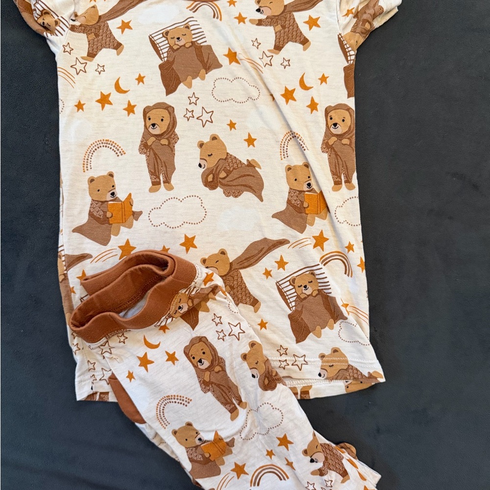 Little Sleepies Brown Bear Print Kids Pajamas